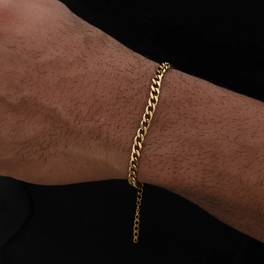 Gold Color Stainless Steel Cuban Chain Men&