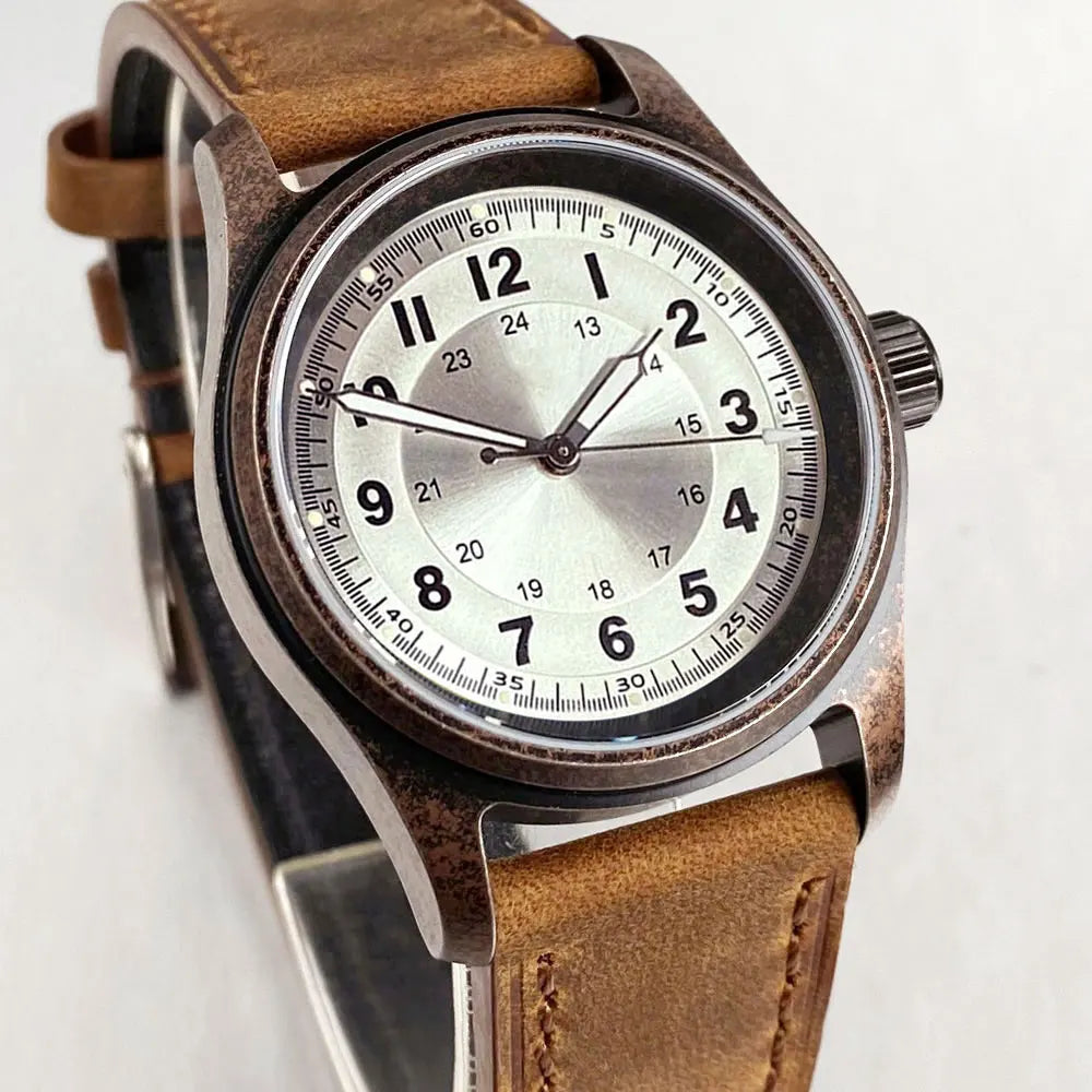 PVD Bronze Case TANDORIO 36mm Military Field Watch Men Japanese NH35A Automatic Movement Sapphire 200M Waterproof Pilot Watches Volleria