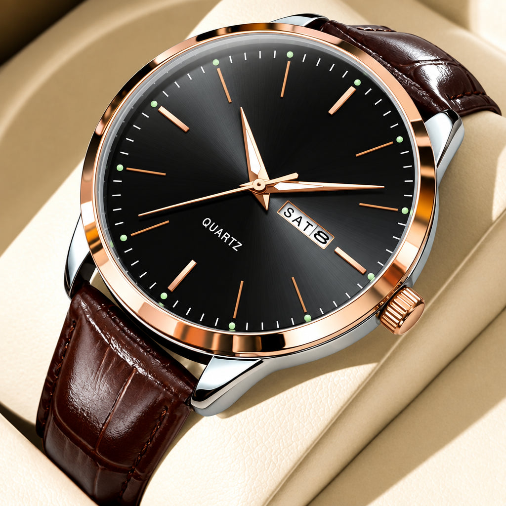OLEVS 2935 Men Quartz Watch Dual Calendar Luminous Classic Business Watch For Men Fashion Original Waterproof Dress Wristwatch Volleria