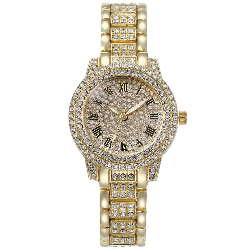 Luxury Shiny Diamond Watch for Women Men Gold Silver Quartz Watches Male Clock Dropshipping Rhinestone Wristwatch Gifts Volleria