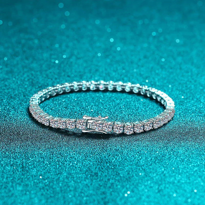 100% S925 Sterling Silver 2-6mm Real Moissanite Tennis Bracelet for Women Wedding Jewelry Christmas Exquisite Gift Volleria