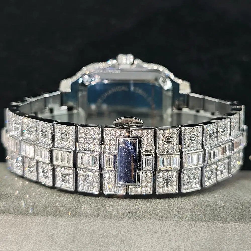 UNIGUET Fashion Diamond Watch for Men Luxury Waterproof Square Quartz Clocks Hip Hop Ice Out Jewelry Wristwatch Male Hot Sell Volleria
