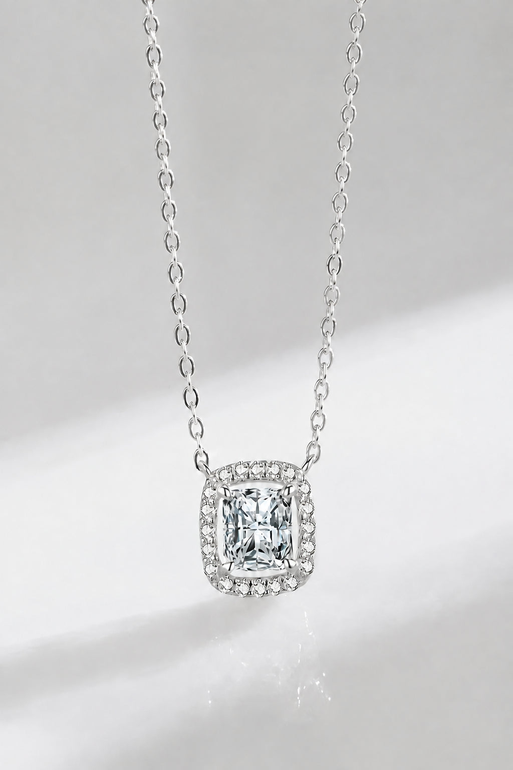 Modian Real 925 Sterling Silver Exquisite Square Shiny Zirconia Pendant Clear CZ Chain Necklace for Women Wedding Fine Jewelry Volleria