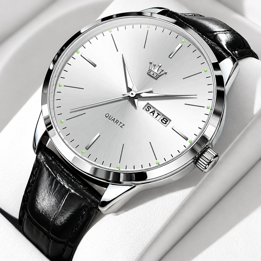 OLEVS 2935 Men Quartz Watch Dual Calendar Luminous Classic Business Watch For Men Fashion Original Waterproof Dress Wristwatch Volleria
