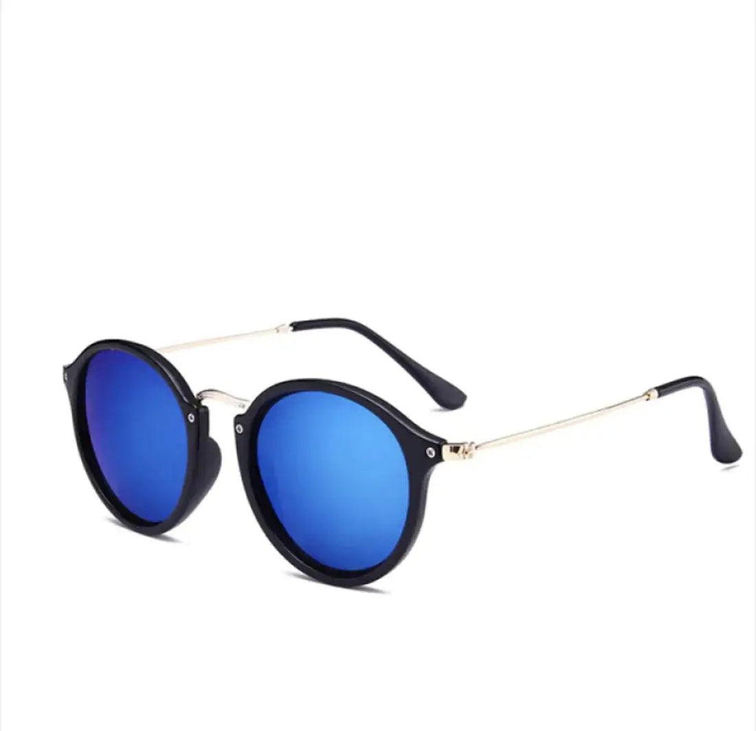 Volleria Classic Round Metal SunglassesGlassesVolleriaVolleriaHKFNOO48CBright Black & Blue FilmVolleria Classic Round Metal Sunglasses Volleria