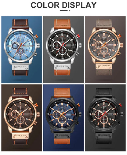 CURREN Brand Watch Men Leather Sports Watches Men&