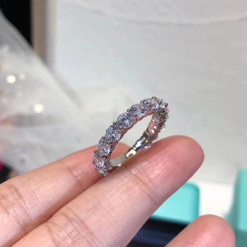 Brand Real 925 Sterling Silver ring Round 4mm Lab Diamond Cz Engagement wedding band rings For women men Party Jewelry Volleria