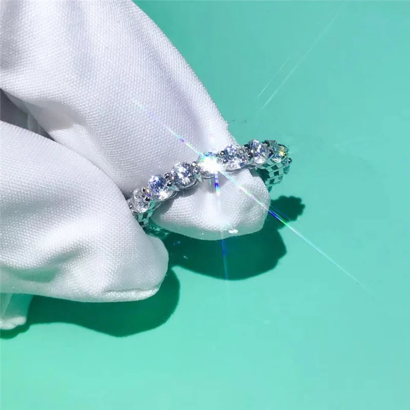 Brand Real 925 Sterling Silver ring Round 4mm Lab Diamond Cz Engagement wedding band rings For women men Party Jewelry Volleria