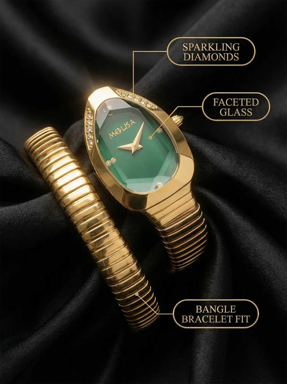 2026 High Quality Gold Diamond Set Snake Shaped Dress Watch Bangle Style Fashionable Unique Brand Same Style Women&