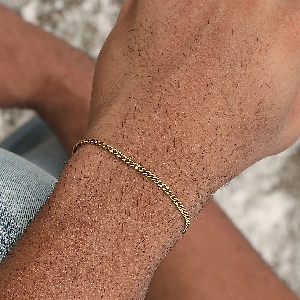 Gold Color Stainless Steel Cuban Chain Men&