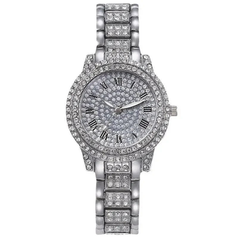 Luxury Shiny Diamond Watch for Women Men Gold Silver Quartz Watches Male Clock Dropshipping Rhinestone Wristwatch Gifts Volleria