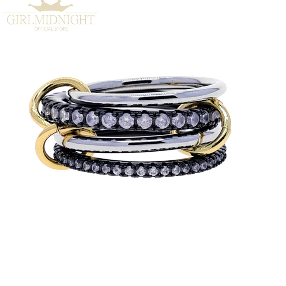 2026 New Spinelli Stacking Engagement Rings For Women Iced Out Micro Paved 5A CZ Mix Color Multi Pieces Stack Finger Jewelry Volleria