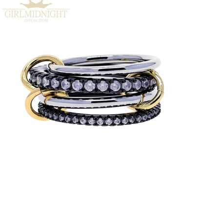 2026 New Spinelli Stacking Engagement Rings For Women Iced Out Micro Paved 5A CZ Mix Color Multi Pieces Stack Finger Jewelry Volleria