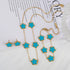 Simple 316L Stainless Steel Flower Five Leaf Necklace Bracelet Earrings 18K Gold Plated Jewelry Set For Women Girl Gift Clover Volleria