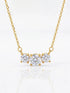 1CT Real Moissanite Diamond Three Round Shiny Necklace Volleria