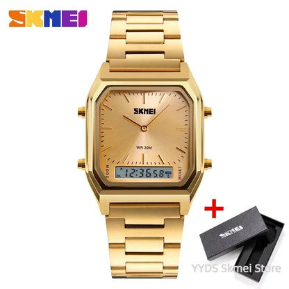 SKMEI 1220 Digital Quartz Watch for Men Sports Chronograph Waterproof Stainless Steel Shockproof Mens Wristwatches Reloj Hombre Volleria