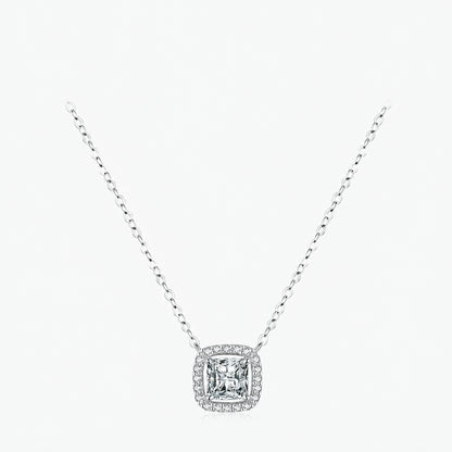 Modian Real 925 Sterling Silver Exquisite Square Shiny Zirconia Pendant Clear CZ Chain Necklace for Women Wedding Fine Jewelry Volleria