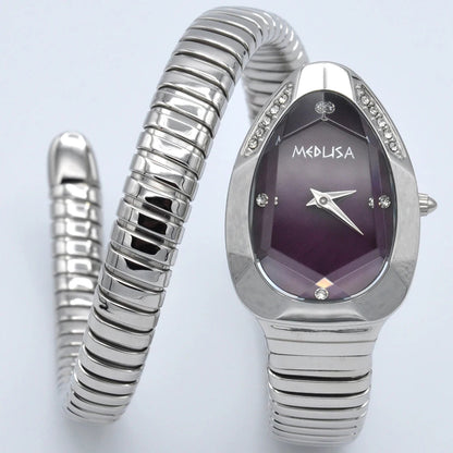 2026 High Quality Gold Diamond Set Snake Shaped Dress Watch Bangle Style Fashionable Unique Brand Same Style Women&