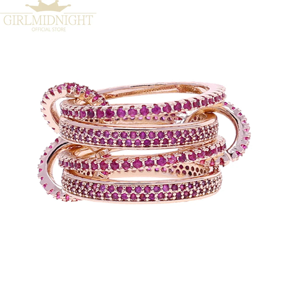 2026 New Spinelli Stacking Engagement Rings For Women Iced Out Micro Paved 5A CZ Mix Color Multi Pieces Stack Finger Jewelry Volleria