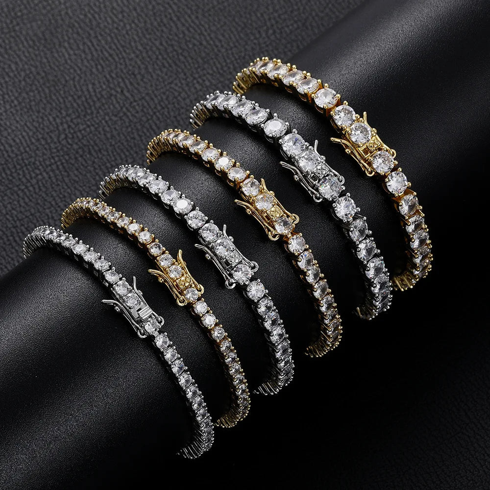 100% S925 Sterling Silver 2-6mm Real Moissanite Tennis Bracelet for Women Wedding Jewelry Christmas Exquisite Gift Volleria