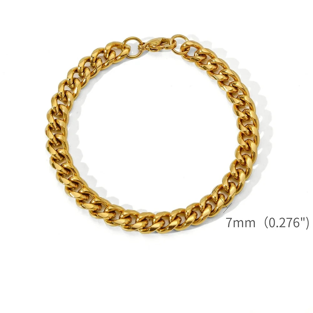 Gold Color Stainless Steel Cuban Chain Men&
