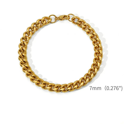 Gold Color Stainless Steel Cuban Chain Men&