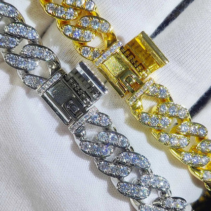 Luxury Jewelry Bling CZ Cuban Link Bracelet Two Row Zircon Copper Miami Cuban Bracelet Iced Out Hip Hop Men Women Volleria