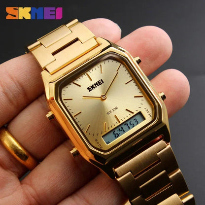 SKMEI 1220 Digital Quartz Watch for Men Sports Chronograph Waterproof Stainless Steel Shockproof Mens Wristwatches Reloj Hombre Volleria