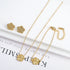 Simple 316L Stainless Steel Flower Five Leaf Necklace Bracelet Earrings 18K Gold Plated Jewelry Set For Women Girl Gift Clover Volleria