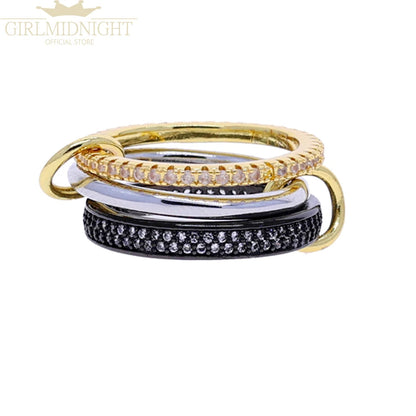 2026 New Spinelli Stacking Engagement Rings For Women Iced Out Micro Paved 5A CZ Mix Color Multi Pieces Stack Finger Jewelry Volleria