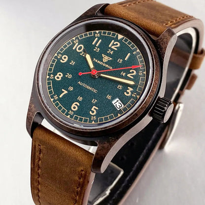PVD Bronze Case TANDORIO 36mm Military Field Watch Men Japanese NH35A Automatic Movement Sapphire 200M Waterproof Pilot Watches Volleria