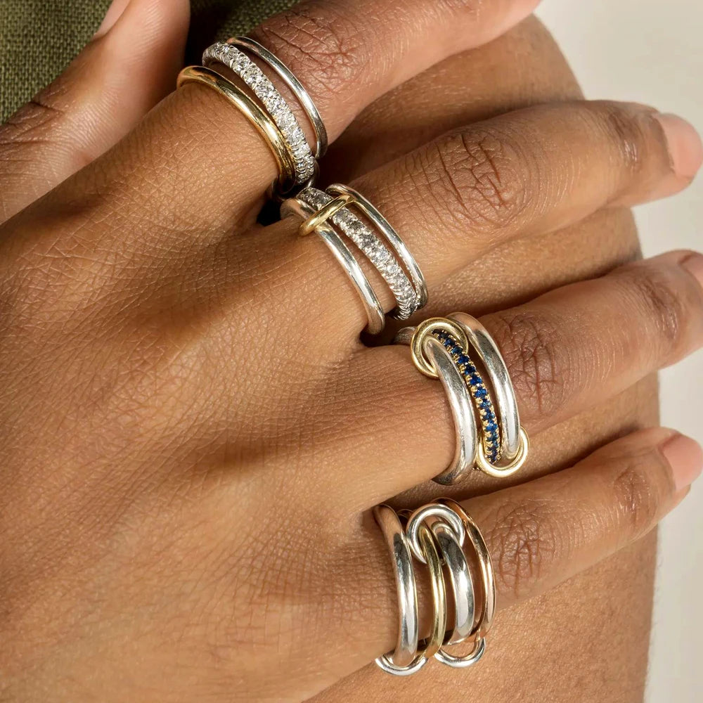 2026 New Spinelli Stacking Engagement Rings For Women Iced Out Micro Paved 5A CZ Mix Color Multi Pieces Stack Finger Jewelry Volleria