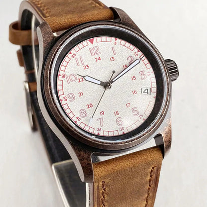 PVD Bronze Case TANDORIO 36mm Military Field Watch Men Japanese NH35A Automatic Movement Sapphire 200M Waterproof Pilot Watches Volleria