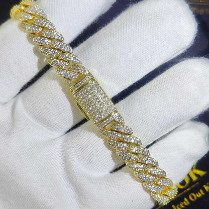 Luxury Jewelry Bling CZ Cuban Link Bracelet Two Row Zircon Copper Miami Cuban Bracelet Iced Out Hip Hop Men Women Volleria