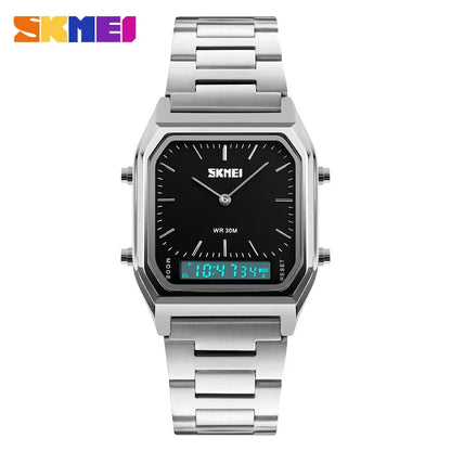 SKMEI 1220 Digital Quartz Watch for Men Sports Chronograph Waterproof Stainless Steel Shockproof Mens Wristwatches Reloj Hombre Volleria