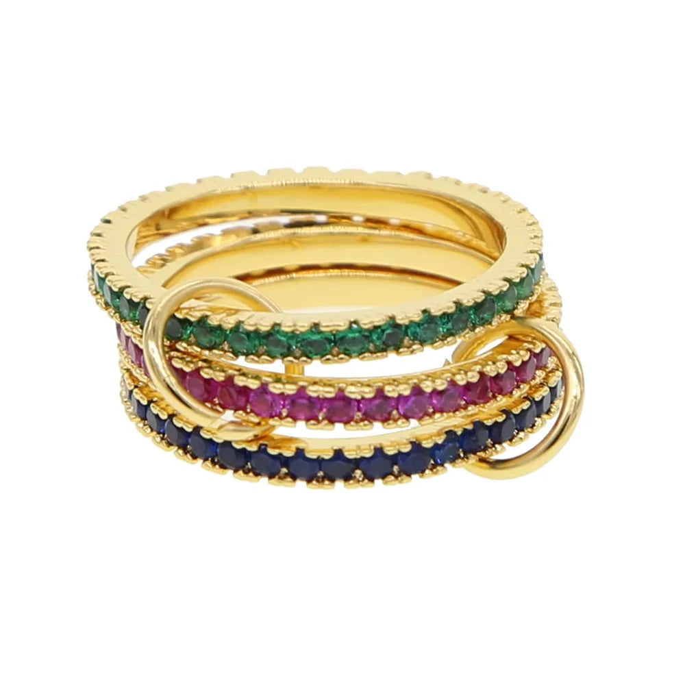 2026 New Spinelli Stacking Engagement Rings For Women Iced Out Micro Paved 5A CZ Mix Color Multi Pieces Stack Finger Jewelry Volleria