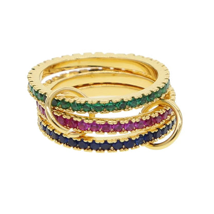 2026 New Spinelli Stacking Engagement Rings For Women Iced Out Micro Paved 5A CZ Mix Color Multi Pieces Stack Finger Jewelry Volleria