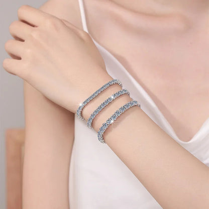 100% S925 Sterling Silver 2-6mm Real Moissanite Tennis Bracelet for Women Wedding Jewelry Christmas Exquisite Gift Volleria