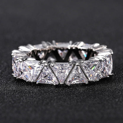 Luxurious 925 Sterling Silver Ring, Triangular Zircon Ring with Aaa Zircon Crystal, Engagement Jewelry Gift for Women Volleria