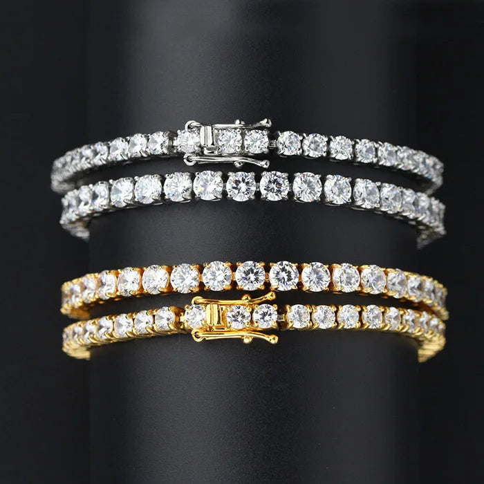 100% S925 Sterling Silver 2-6mm Real Moissanite Tennis Bracelet for Women Wedding Jewelry Christmas Exquisite Gift Volleria
