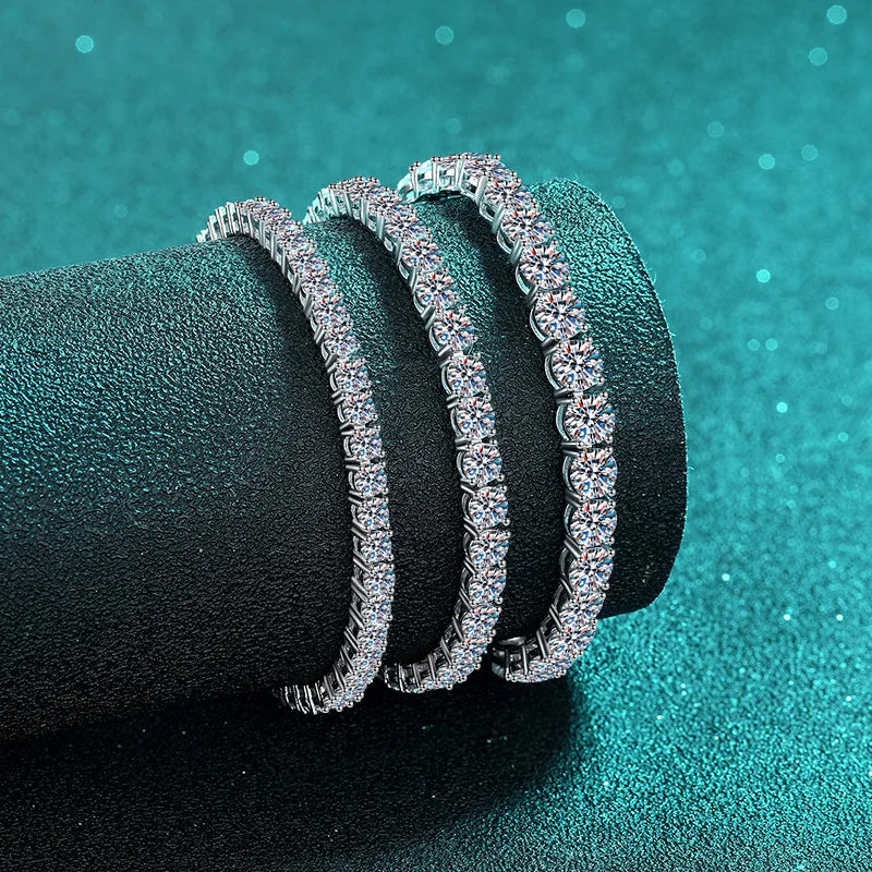 100% S925 Sterling Silver 2-6mm Real Moissanite Tennis Bracelet for Women Wedding Jewelry Christmas Exquisite Gift Volleria