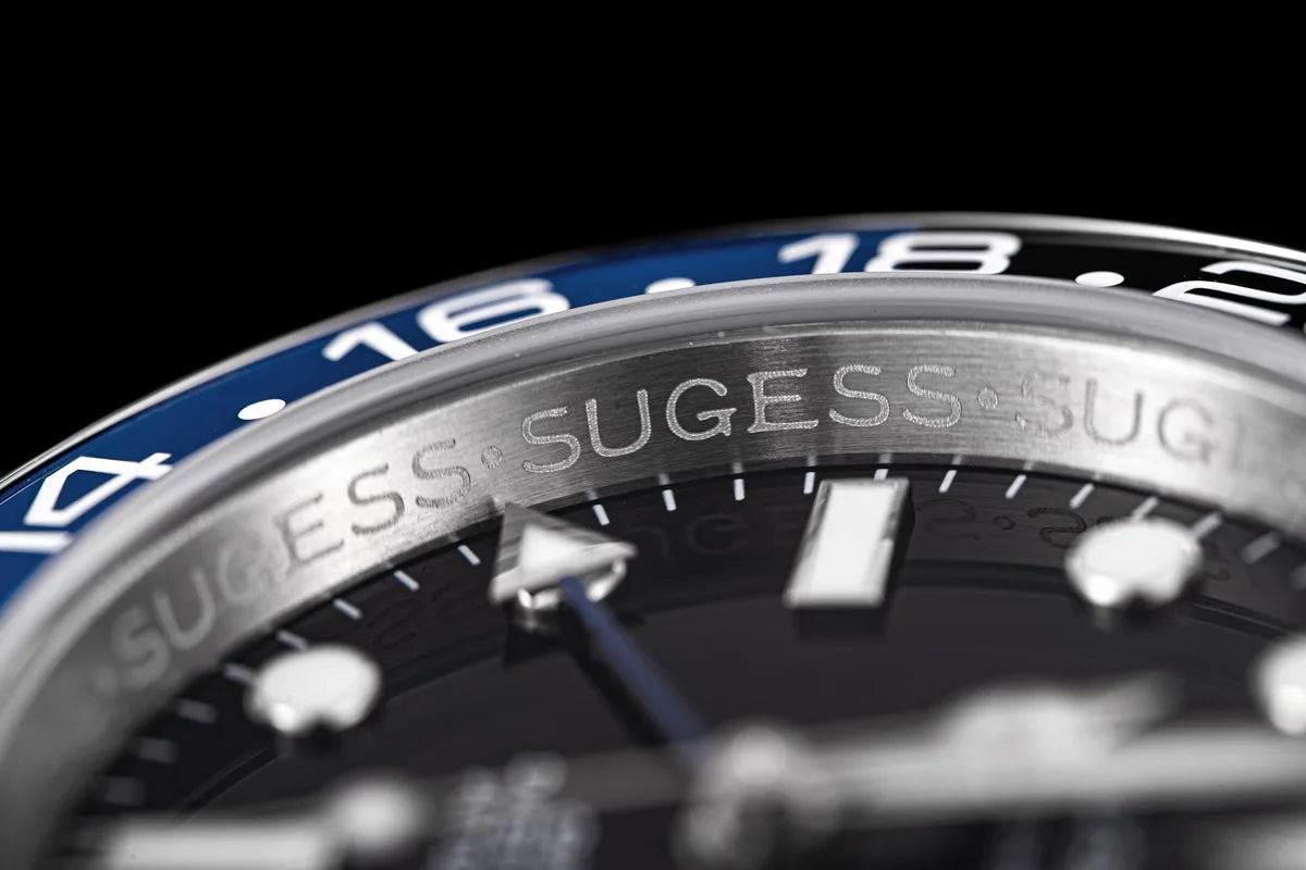 Sugess GMT Diving Watch of Men Automatic Mechanical Waterproof Wristwatches Peacock SL3032 Movement Ceramic Bezel Jubille Band Volleria