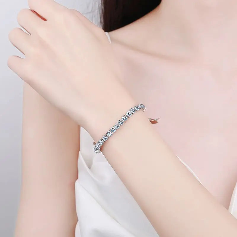 100% S925 Sterling Silver 2-6mm Real Moissanite Tennis Bracelet for Women Wedding Jewelry Christmas Exquisite Gift Volleria