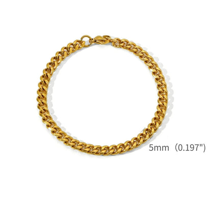 Gold Color Stainless Steel Cuban Chain Men&