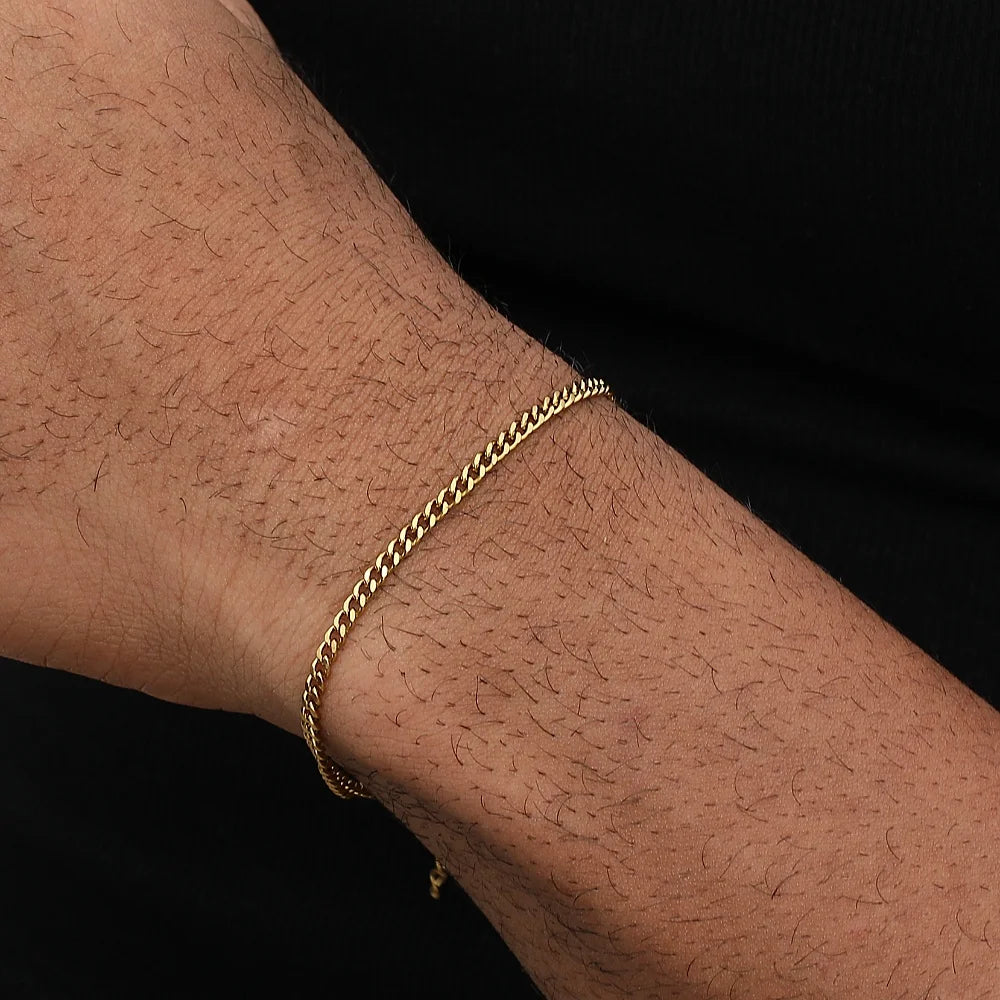 Gold Color Stainless Steel Cuban Chain Men&