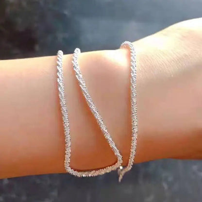 Authentic S925 Sterling Silver Necklace 2mm Sparkling Collarbone, Sweater Chain, High Charm Jewelry Gift Women Volleria