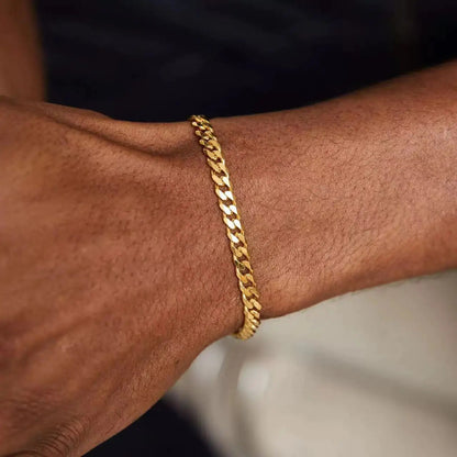 Gold Color Stainless Steel Cuban Chain Men&