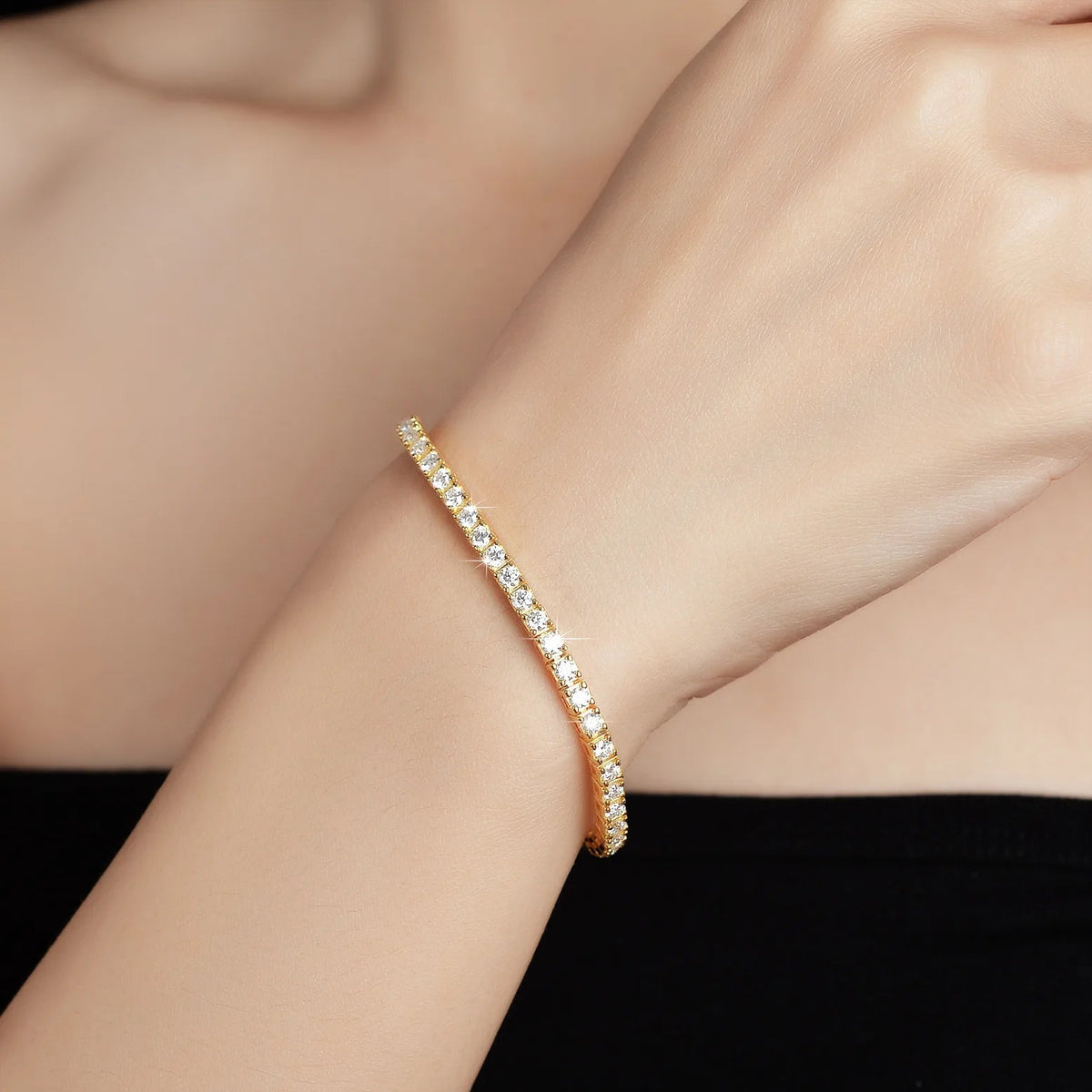 100% S925 Sterling Silver 2-6mm Real Moissanite Tennis Bracelet for Women Wedding Jewelry Christmas Exquisite Gift Volleria
