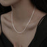 Authentic S925 Sterling Silver Necklace 2mm Sparkling Collarbone, Sweater Chain, High Charm Jewelry Gift Women Volleria