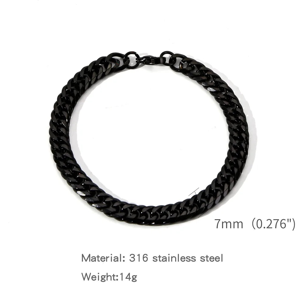 Gold Color Stainless Steel Cuban Chain Men&